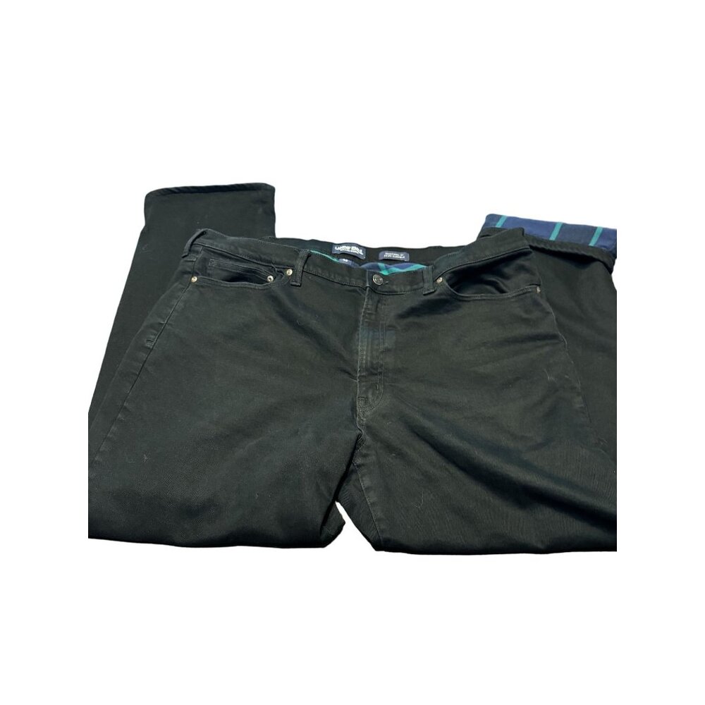 Lands' End Men's Traditional Fit Pants Size 42 Black Denim Casual Everyday Wear